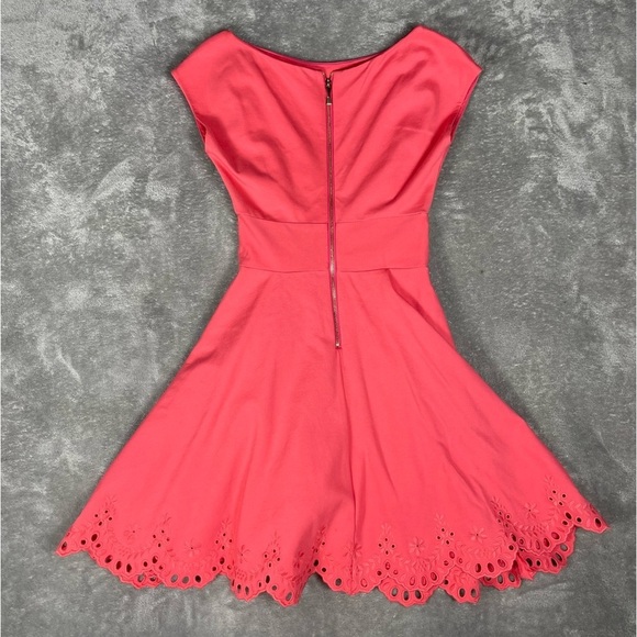 Kate Spade Dress Sz XXS Ponte Bateau Neckline Eyelet Feminine Fit and Flare Mini - Picture 7 of 12
